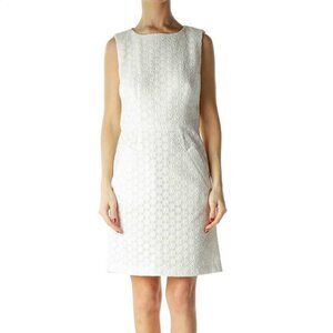 ABS by Allen Schwartz White Slightly Metallic Knit Dress with Pockets